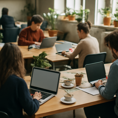 Ilustración conceptual sobre alquilar oficina o coworking qué sale mejor según el tamaño del equipo