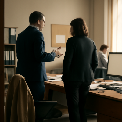 Equipo de redacción de un medio de negocios trabajando en su oficina