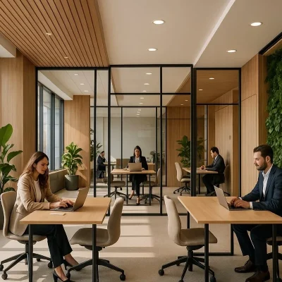 Oficina moderna reformada en Barcelona con luz natural y zonas de trabajo colaborativo